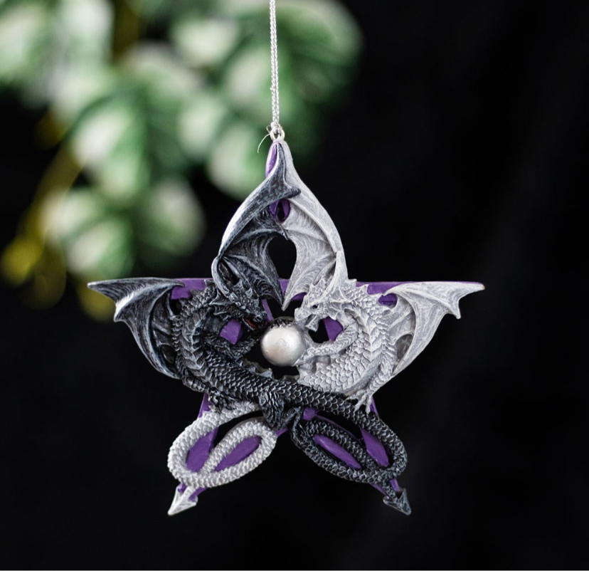 Pentagram dragon Anne Stokes hanging ornament